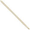 14k 6mm Solid Triple Link 8 inch Charm Bracelet