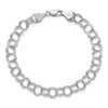 14k White Gold 7mm Solid Triple Link 7 inch Charm Bracelet