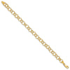 14k 7.5mm Solid Polished and Textured Triple Link 8 inch Charm Bracelet