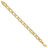 14k 8mm Solid Polished and Textured Triple Link 7 inch Charm Bracelet