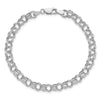 14k White Gold 6mm Hollow Double Link 7 inch Charm Bracelet
