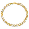 14k 4.5mm Hollow Diamond-cut Double Link 8 inch Charm Bracelet
