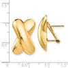 14k 15x22mm Polished X Omega Back Post Earrings