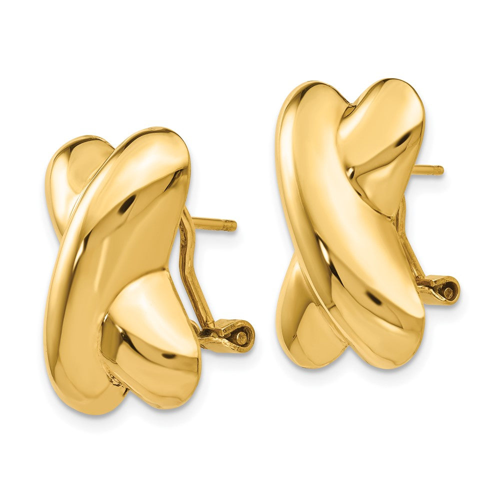 14k 13x19mm Polished X Omega Back Post Earrings