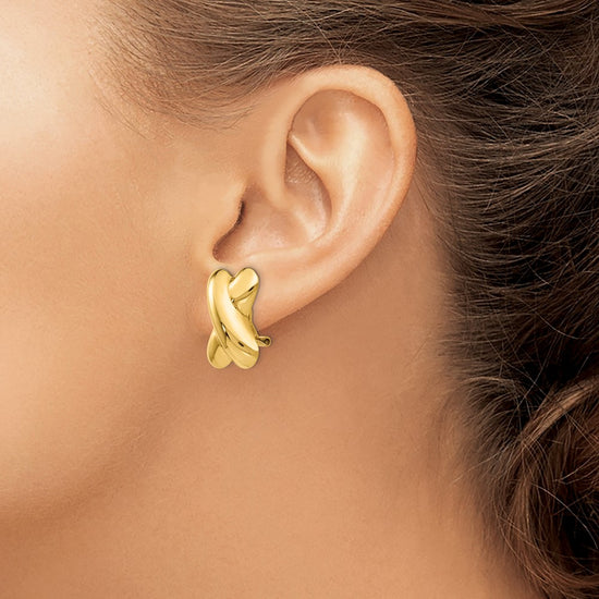 14k 13x19mm Polished X Omega Back Post Earrings