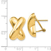 14k 13x19mm Polished X Omega Back Post Earrings