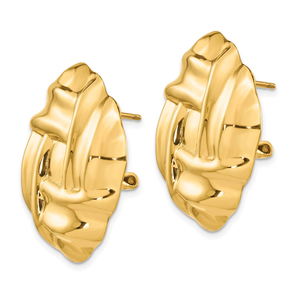 14k 27mm Polished Woven Omega Back Post Earrings