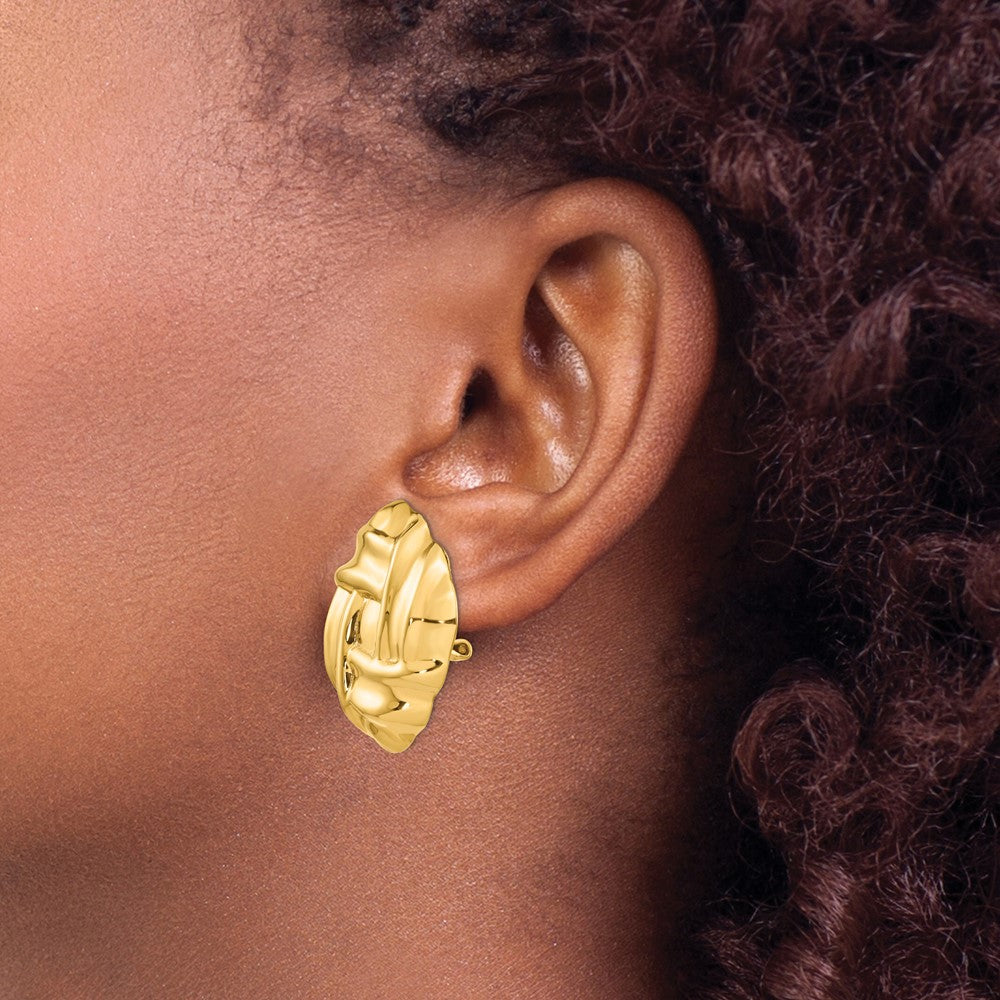 14k 27mm Polished Woven Omega Back Post Earrings