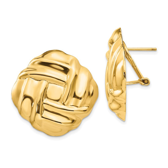 Gold Square Weaved Omega Back Earrings