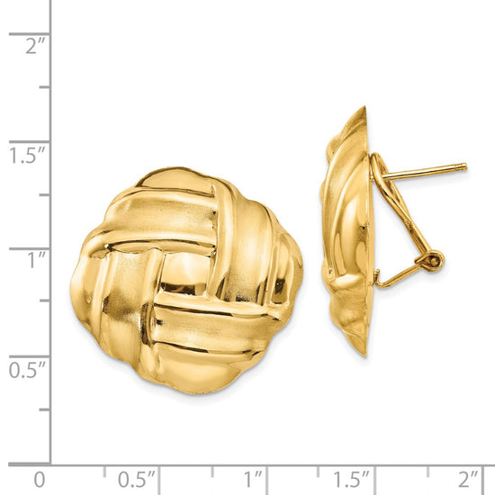 14k 27mm Polished and Satin Woven Omega Back Post Earrings