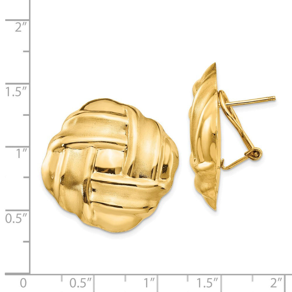 14k 27mm Polished and Satin Woven Omega Back Post Earrings