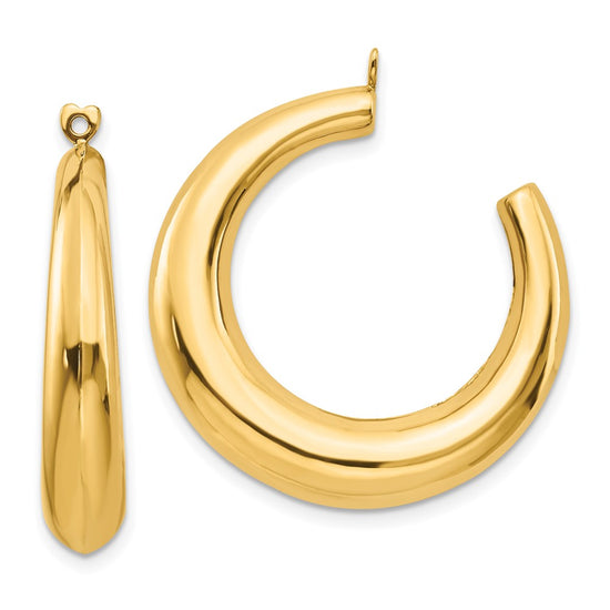 14k Polished Hollow Tapered Hoop Earring Jackets