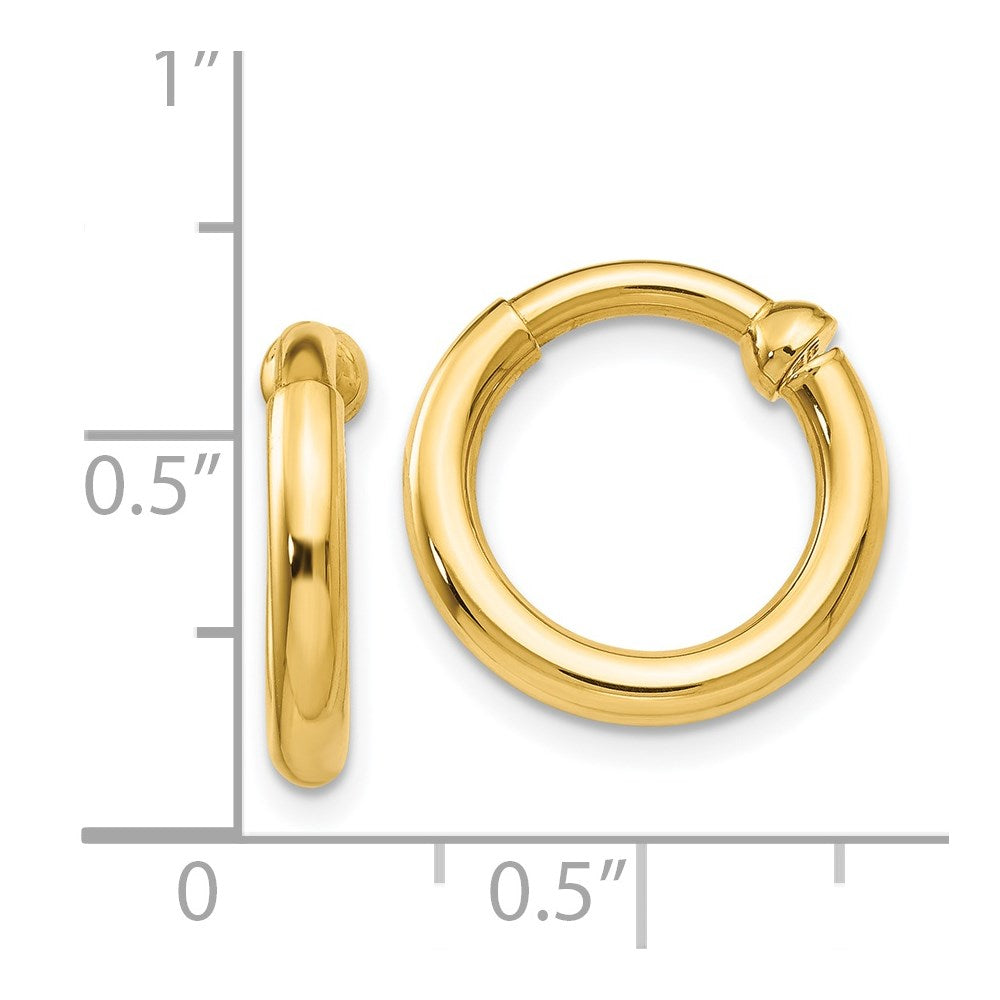 Gold Non-pierced Tube Hoop Earrings
