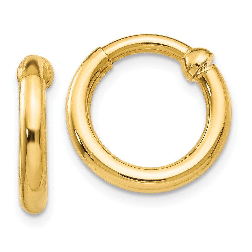 14k 2.5x10mm Polished Tube Hoop Non-pierced Earrings