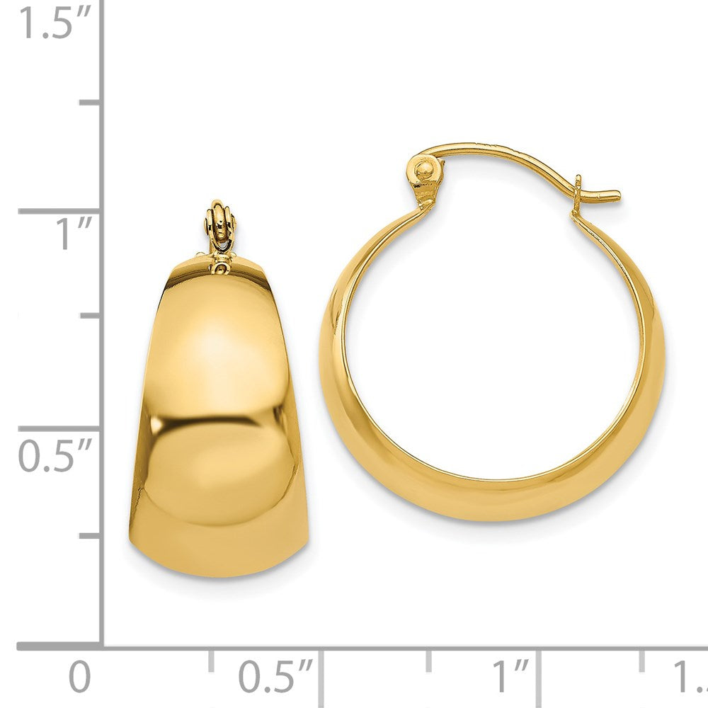 14k 10.5x23mm Polished Tapered Hoop Earrings
