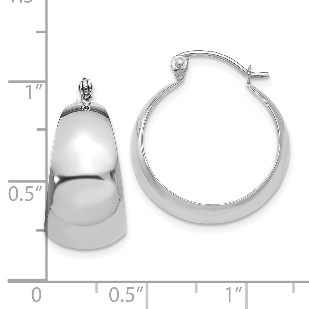 14k White Gold 10.5x23mm Polished Tapered Hoop Earrings
