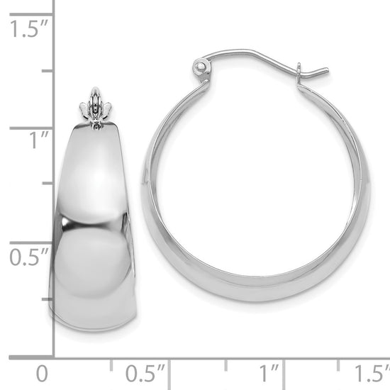 14k White Gold 10.5x28mm Polished Tapered Hoop Earrings