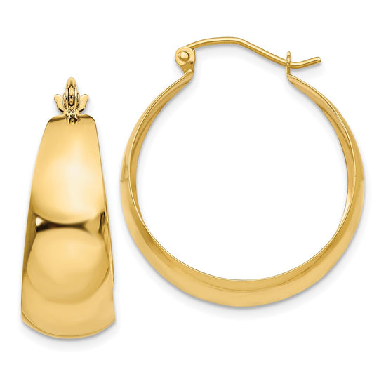 14k 10.5x28mm Polished Tapered Hoop Earrings