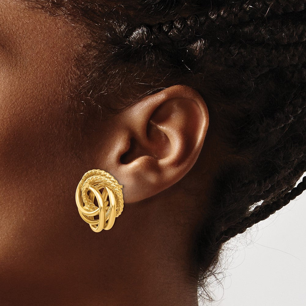 14k 13mm Polished Love Knot Post Earrings