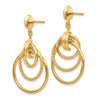 14k Polished and Textured Intertwined Circles Dangle Post Earrings