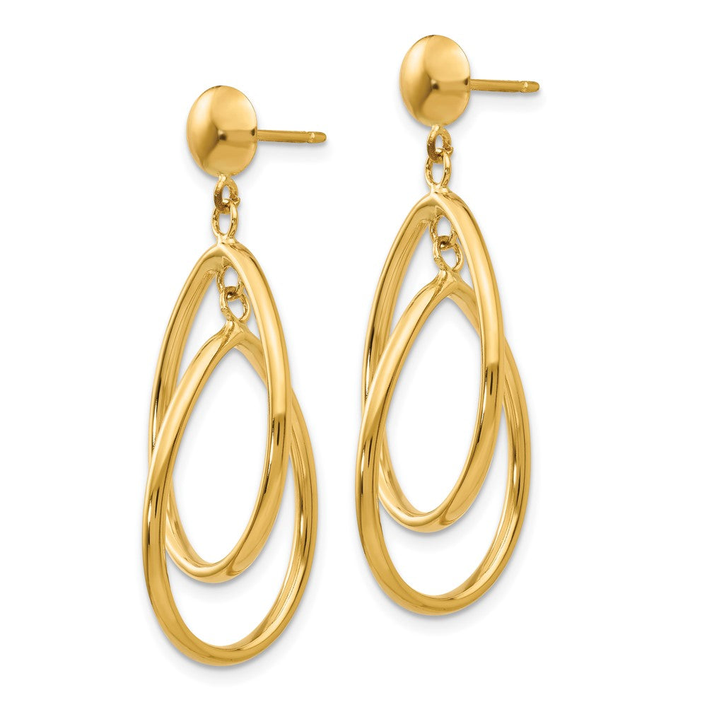 Gold Teardrop Dangle Shepard Hook Earrings