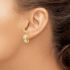 14k and White Rhodium 6x17mm Diamond-cut Half Hoop Omega Back Non-pierced Earrings