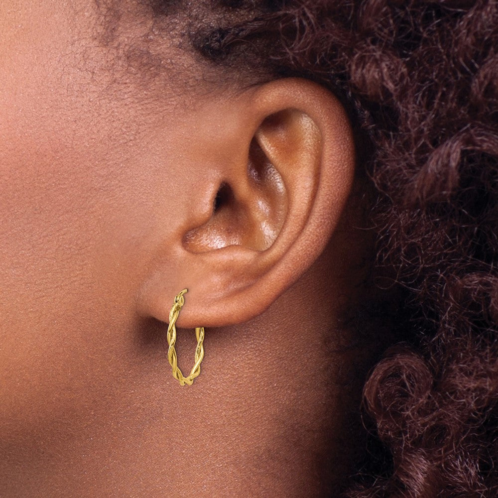 Gold Twisted Tube Hoop Earrings
