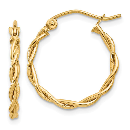 Gold Twisted Tube Hoop Earrings