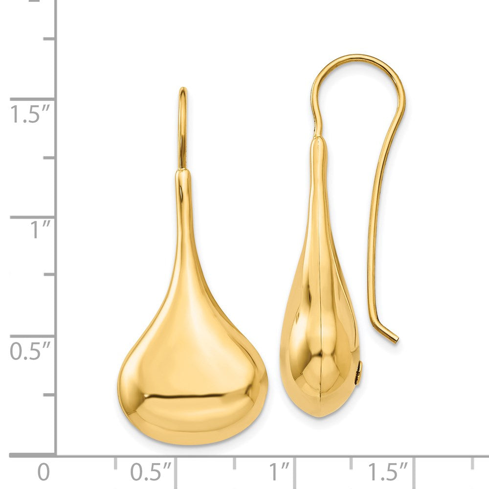 14k Polished Abstract Dangle Wire Earrings