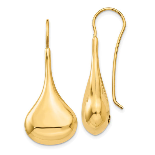 14k Polished Abstract Dangle Wire Earrings