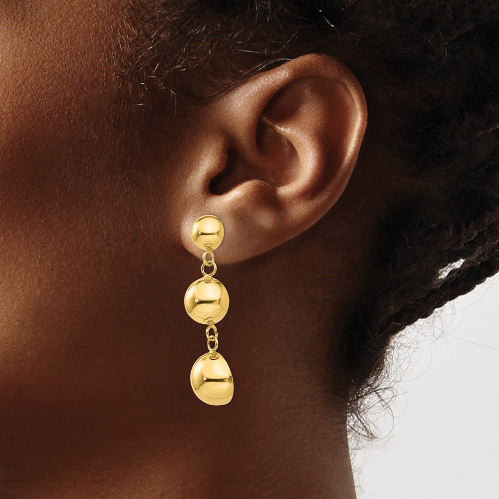 14k Polished Graduated Half-Ball Dangle Post Earrings