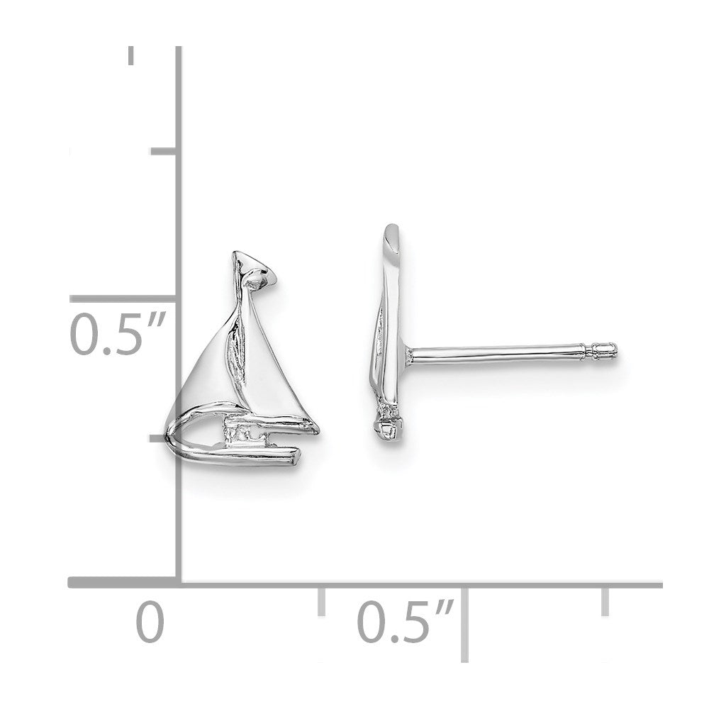 Gold Sail Boat Post Earrings