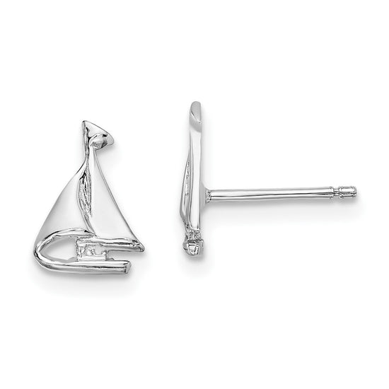 Gold Sail Boat Post Earrings