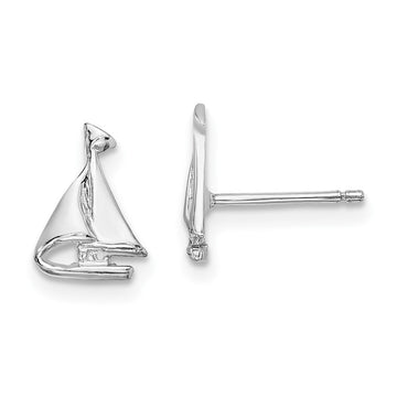 Gold Sail Boat Post Earrings