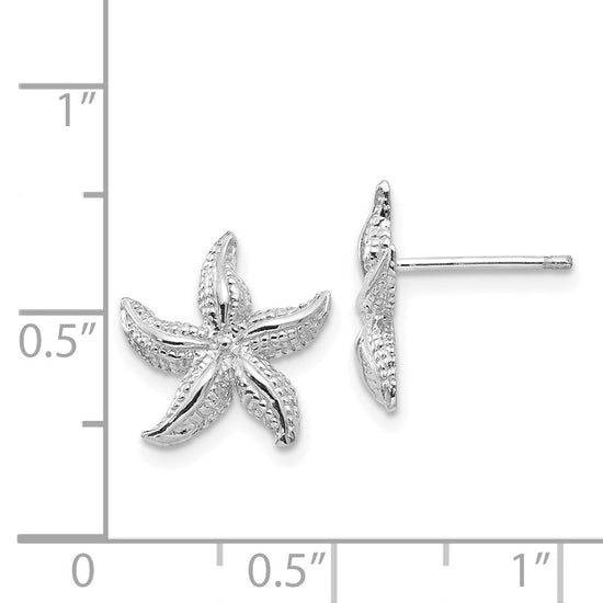 14k White Gold  Starfish Earrings