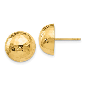 Gold Hammered Button Post Earrings
