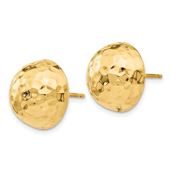 Gold Hammered Button Post Earrings