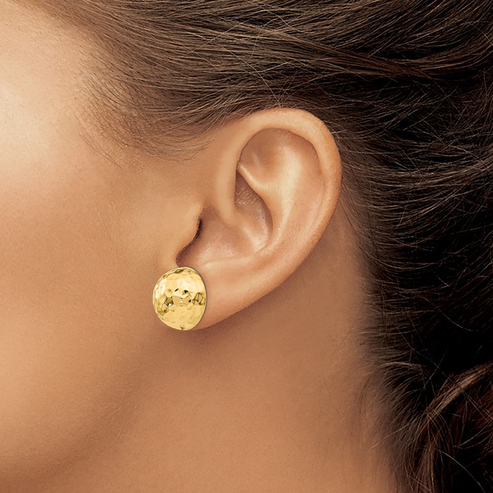 Gold Hammered Button Post Earrings