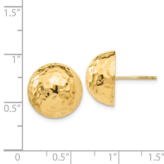Gold Hammered Button Post Earrings