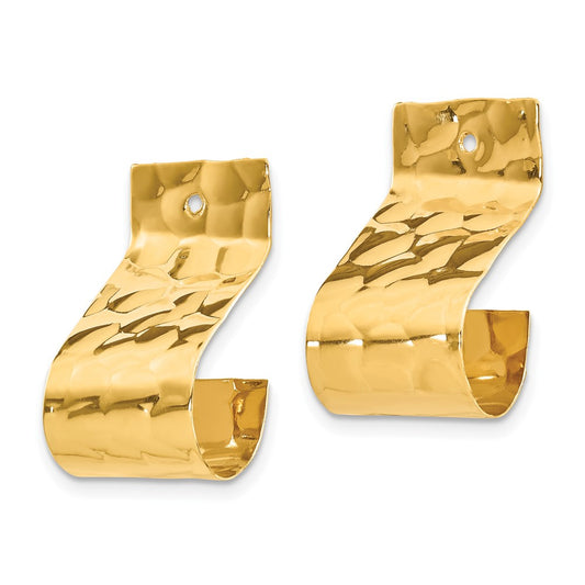14k Polished Hammered J-Hoop Earring Jackets