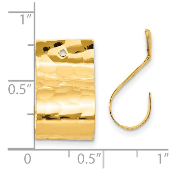 14k Polished Hammered J-Hoop Earring Jackets