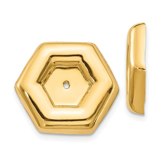 14k Polished Fancy Hexagon Earring Jackets