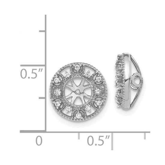 14k White Gold 1/10 carat Diamond Fancy Circle Earring Jackets
