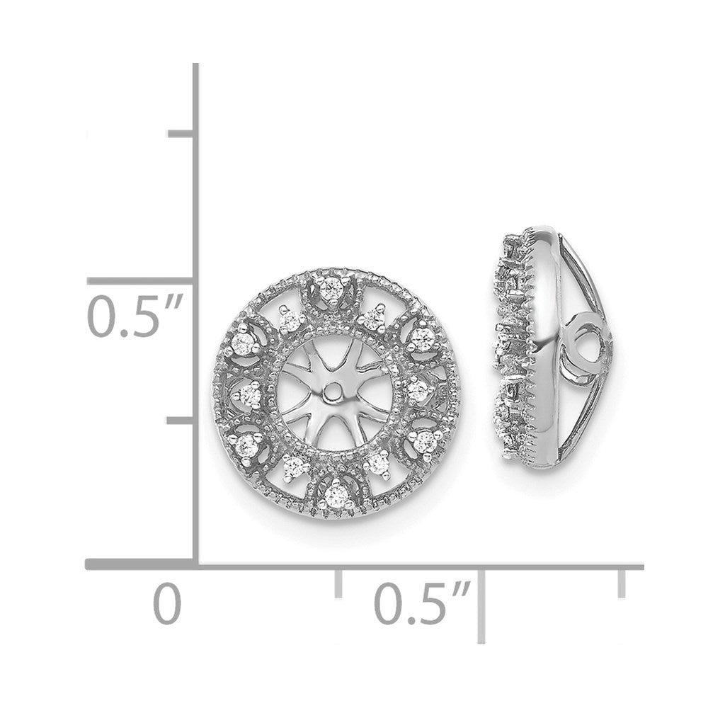 14k White Gold 1/10 carat Diamond Fancy Circle Earring Jackets