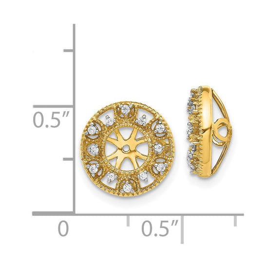 14k 1/10 carat Diamond Fancy Circle Earring Jackets