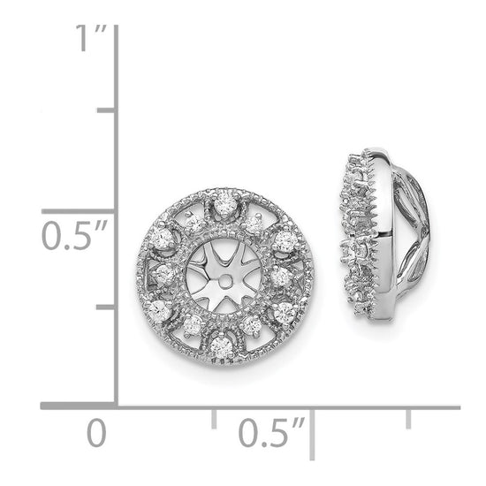 14k White Gold 1/4 carat Diamond Fancy Circle Earring Jackets