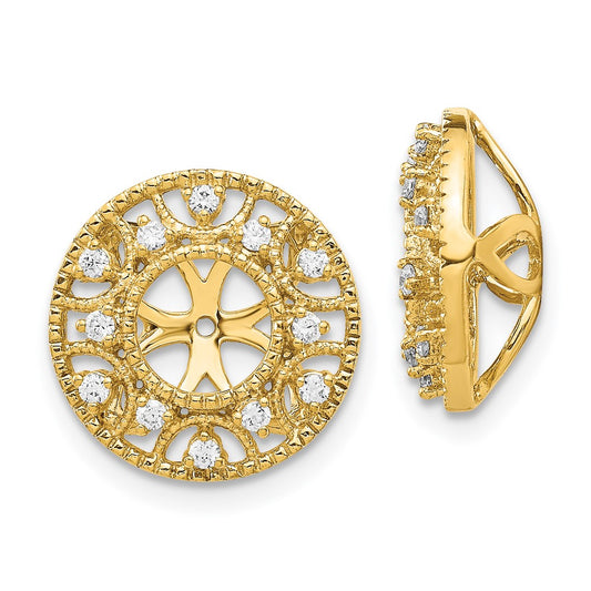 14k 1/4 carat Diamond Fancy Circle Earring Jackets