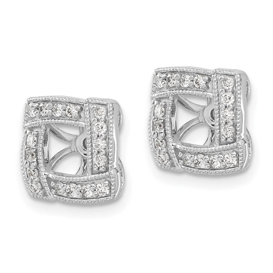 14k White Gold 1/3 carat Diamond Square Earring Jackets