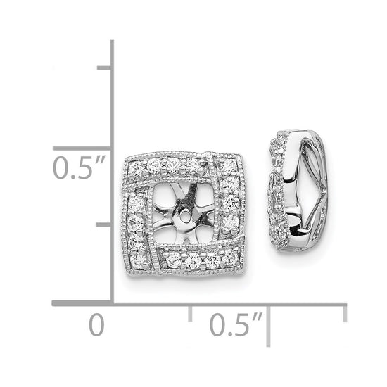 14k White Gold 1/3 carat Diamond Square Earring Jackets