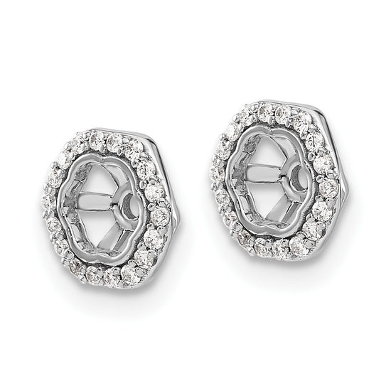 10k White Gold Hexagon Diamond Earring Jackets